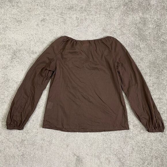 Vintage Tory Burch Women’s Size 6 Brown Long Sleeve Blouse Top Shirt Tassle - Picture 3 of 7
